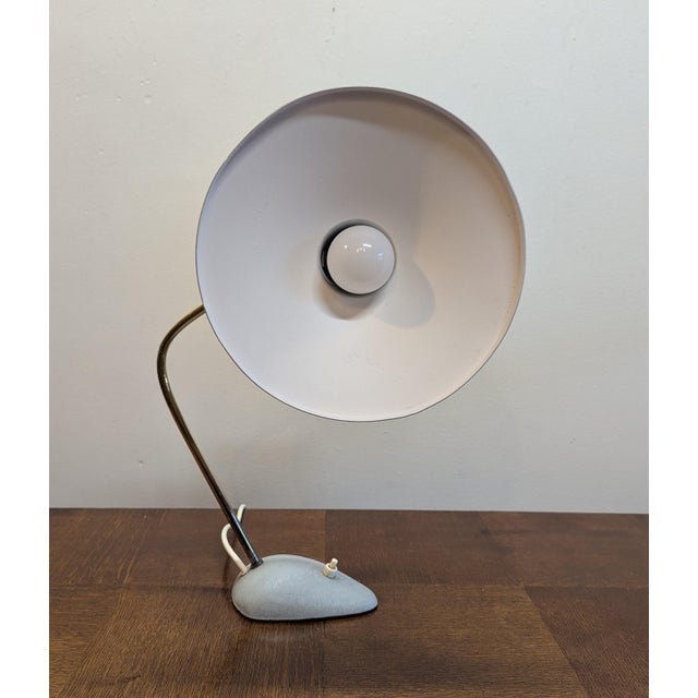 Rare Mid Century Modern German Articulating Table Lamp attributed to SIS Leuchten. Articulating Aluminum Shade (sometimes...