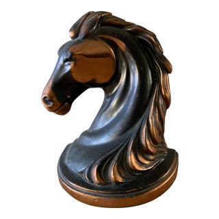 Vintage Copper Horse Bookend or Doorstop For Sale