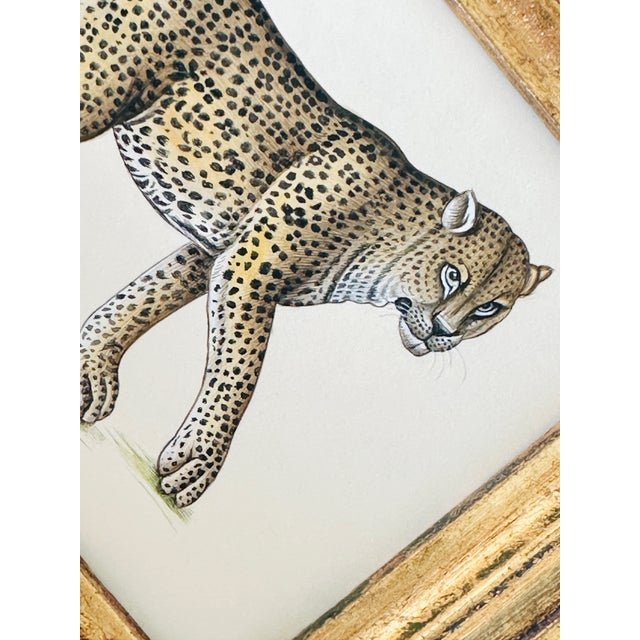 Original Hand-Painted Leopard Painting in a Vintage Gilt Frame For Sale - Image 4 of 8