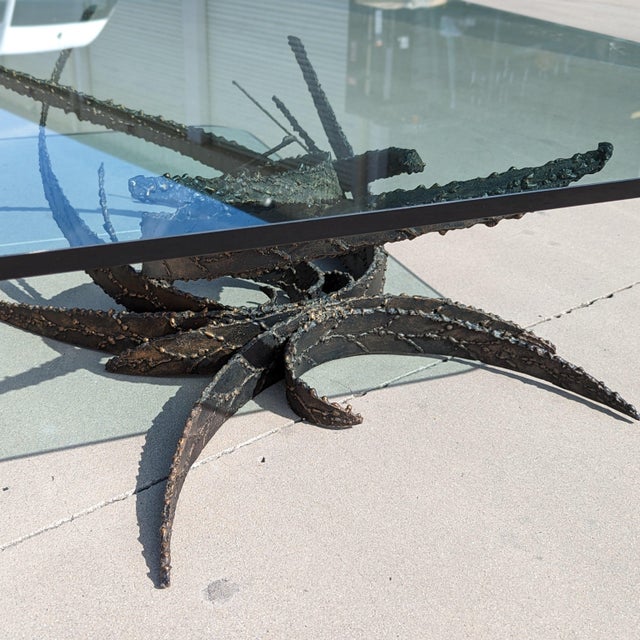 1972 Silas Seandel Brutalist Torch-Cut Iron and Glass Coffee Table For Sale - Image 14 of 18