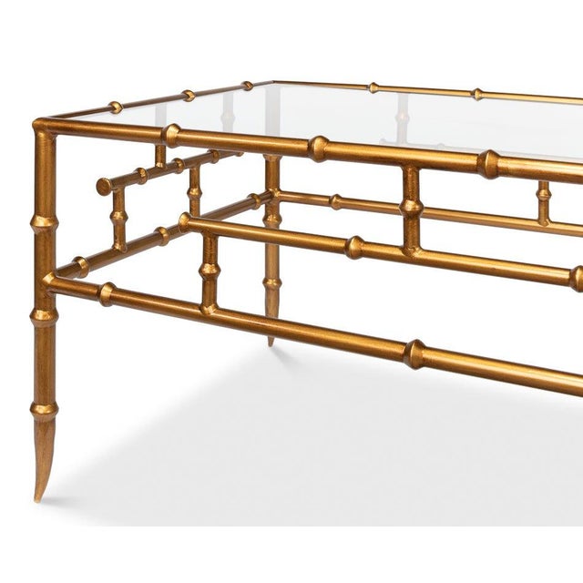 Faux Bamboo Metal Coffee Table by Sarreid LTD For Sale - Image 10 of 11
