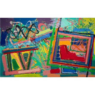 Edward Avedisian, Large Mod Abstract Expressionist Modernist Edward Avedisian Color Field Painting, c. 1979-1980's3 For Sale
