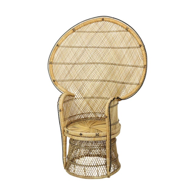 Beautiful large boho-style peacock chair, better known as the Emanuelle chair from the film in question, made of rattan in...