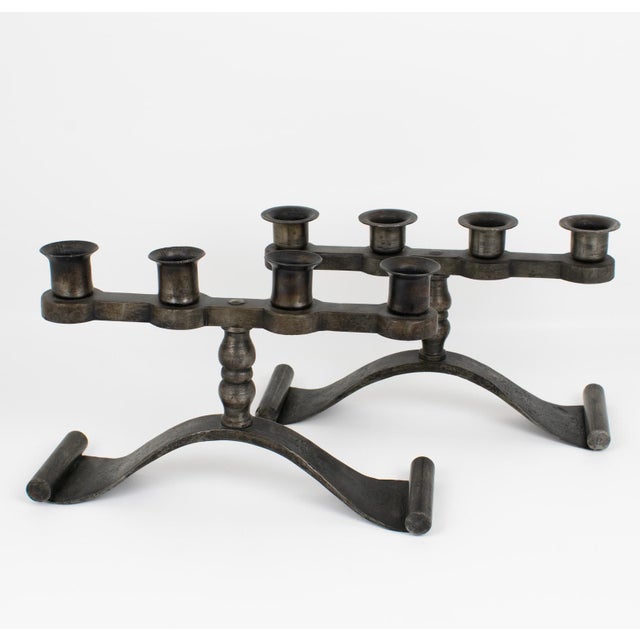 Charles Piguet Modernist Wrought Iron Candelabras Candle Holders For Sale In Atlanta - Image 6 of 11