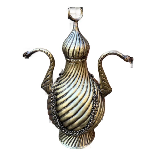 Heavy Gauge Fluted Brass Pitcher For Sale