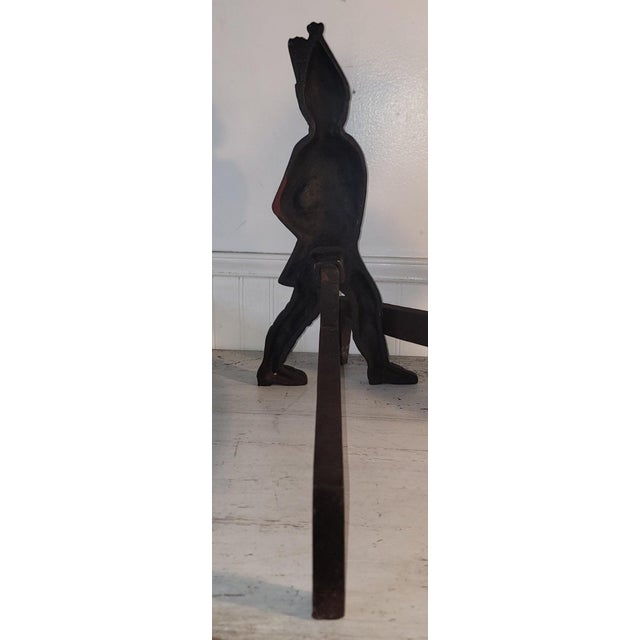 19thc Cast Iron Hessian Soldiers Andirons For Sale In Los Angeles - Image 6 of 7