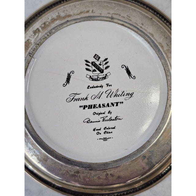 1950s Frank Whiting Sterling Silver and Porcelain Game Bird Coasters by Dennis Puleston - Set of Six For Sale - Image 9 of 14