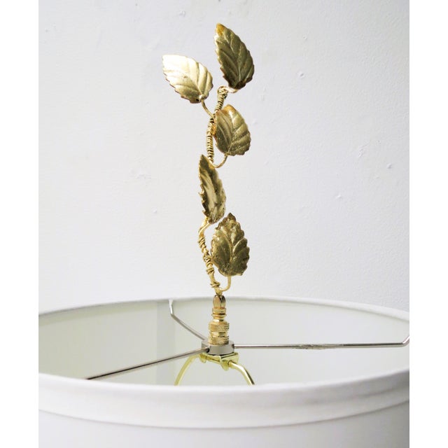 Truly one of a kind handmade custom lamp finial that reaches an extraordinary 9" tall. 5 Vintage Italian Tole Leaves in 14...