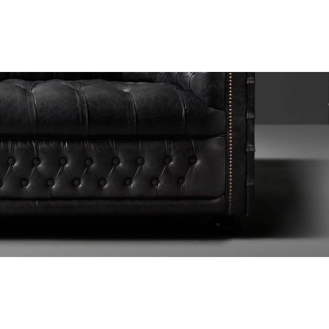 Animal Skin Black Leather Chesterfield For Sale - Image 7 of 7