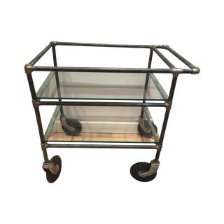Antique Glass Patina Bar Cart For Sale