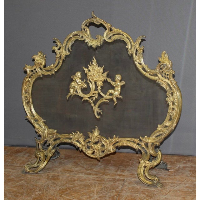 Gold Louis XV Bronze Fireplace Screen, 1800s For Sale - Image 8 of 11