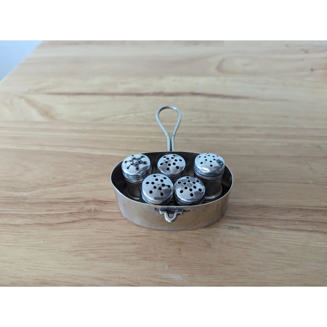 Metal Vintage Silver Spice/Salt Shakers -6 Pieces For Sale - Image 7 of 8