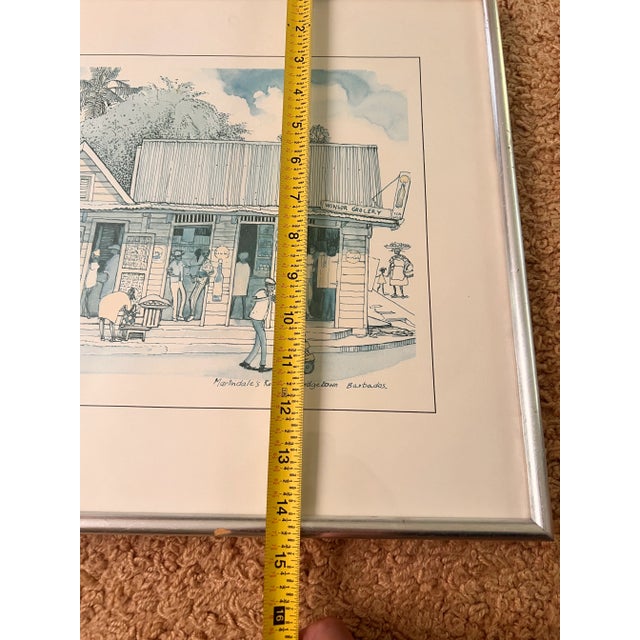 Illustration Jill Walker Barbados Prints – Set of 3 Framed Caribbean Street Scenes (17x14.5”) Speightstown, Bridgetown For Sale - Image 3 of 12
