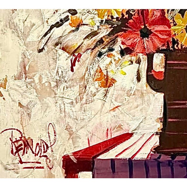 Lee Reynolds Vintage Vbrant Rare Lee Reynolds Monumental Abstract Impressionist Impasto Floral Oil Painting Signed Framed For Sale - Image 4 of 12