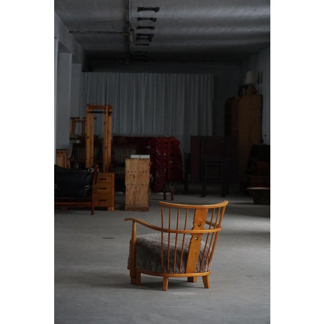 Fritz Hansen Lounge Chair in Elm and Lambswool from Fritz Hansen, 1940s For Sale - Image 4 of 18