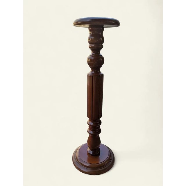 Hand-Turned Plant Stand in Real Wood, 1960s For Sale - Image 11 of 11