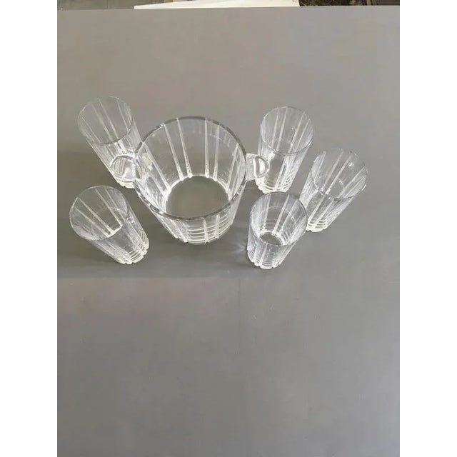 Post-Modern Clear Bar Glasses with Ice Bucket, Set of 6 For Sale - Image 10 of 17