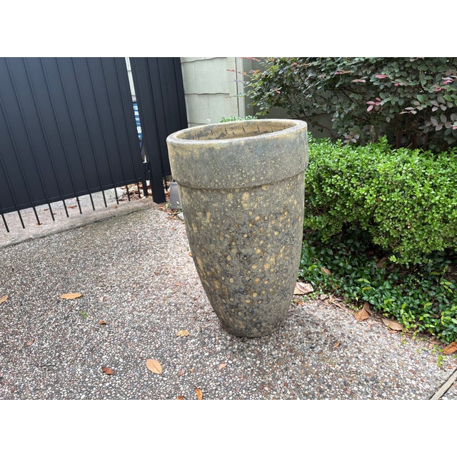1960s Monumental Pair of Glazed Pottery Garden Urns For Sale - Image 9 of 15