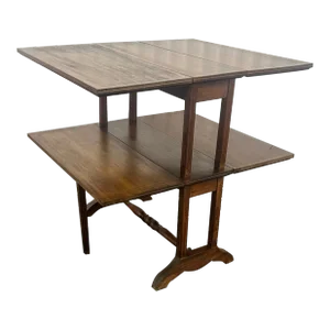 1960s Small Tiered Drop Leaf Table With a Turned Bridge Spindle