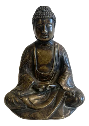 Solid Bronze Buddha with Brown Patina, 20th Century