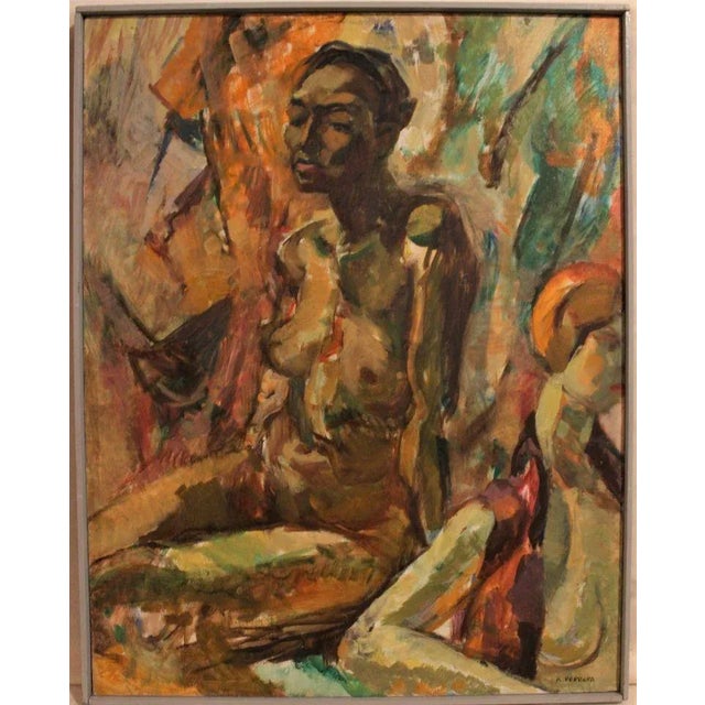 Realism 1980s "Black Nude With Mannequin" Original Anthony Ferrara Oil Painting, Framed For Sale - Image 3 of 3