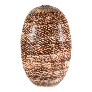 Artisan Large Ceramic Vase with Reptile-Inspired Textured Glaze For Sale