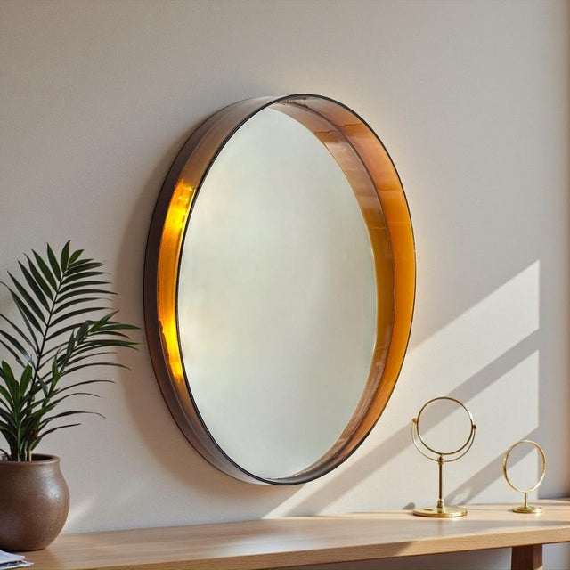 Mid-Century Modern French Space Age Amber Wall Mirror in Sculptural Plastic, 1970s For Sale - Image 3 of 12