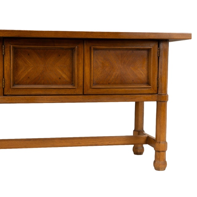 1970s 1970s Drexel Compatibles Low Walnut Credenza Sideboard Buffet Cabinet Mid Century Modern For Sale - Image 5 of 17