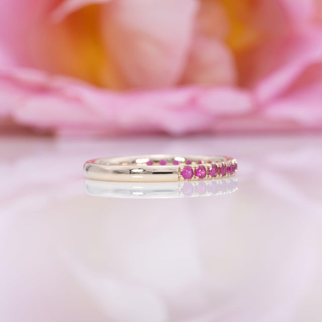Ruby Band Ring in Solid 14k Gold - Elegant Fine Jewelry, Classic Band Ring, Size 6.75 For Sale In Columbus - Image 6 of 9