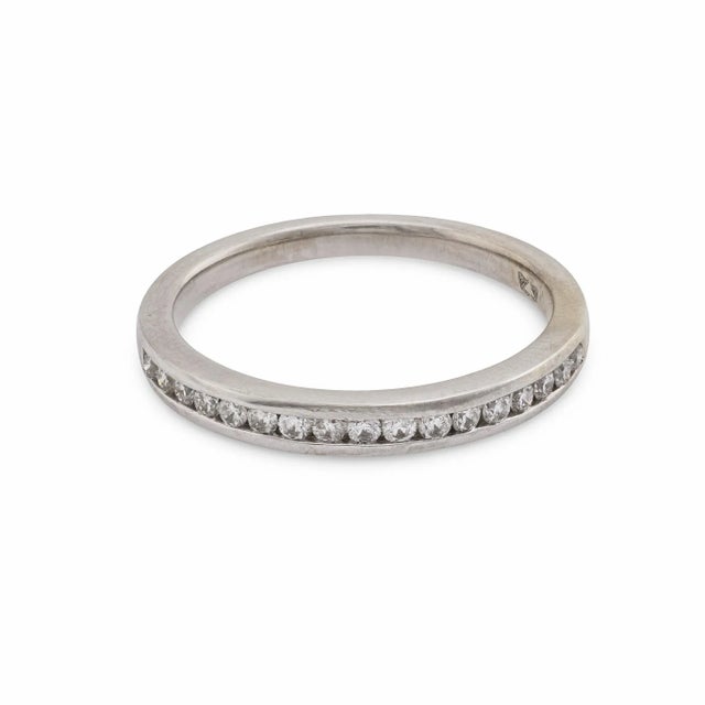 Metal Vintage Diamond 14k White Gold Half Eternity Band, Size 6.5 For Sale - Image 7 of 7