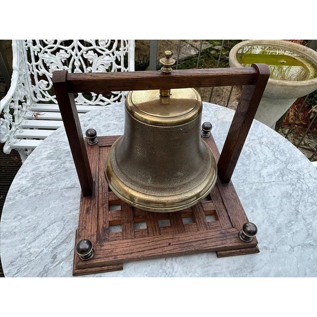 Gold Large Antique Bronze Bell, College, Ship or Servants Bell, 1880 For Sale - Image 8 of 12