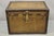Antique Belber Traveling Goods Brown Monogram Print Hard Case Steamer Trunk. Item features a unique geometric monogram...