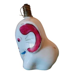Vintage Milk Glass White Elephant Christmas Light Ornament Holiday