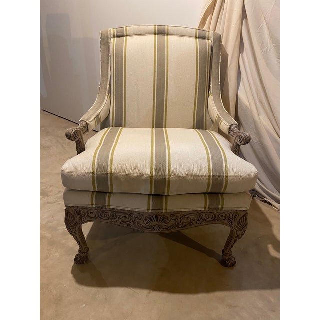 Sherrill Striped Wood Frame Chair For Sale - Image 9 of 9