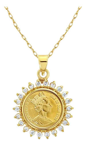 Australian Gold Nugget Kangaroo Diamond Halo Necklace