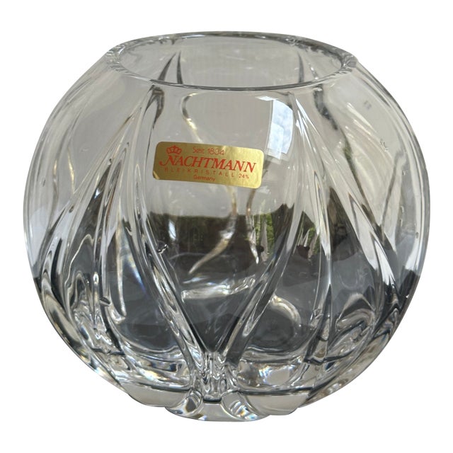 1960s Nachtmann Germany Bleikristall 24% Lead Crystal 6"h Bowl Vase For Sale