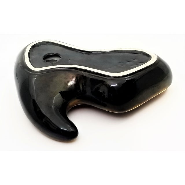 Vintage Raspberry Pink Gold and Black California Pottery Ceramic Boomerang Bowl For Sale In Miami - Image 6 of 8