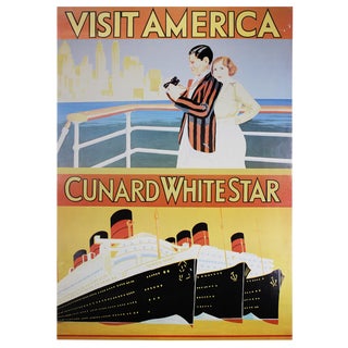 Original 1930s Cunard White Star Travel Poster For Sale