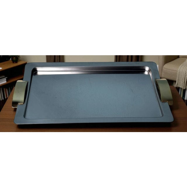 Late 20th Century Late 20th Century Giugiaro Design Italian Polished Stainless Steel and Brass Tray For Sale - Image 5 of 18