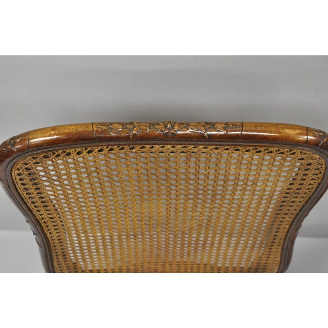 Antique French Country Louis XV Carved Walnut Cane Back Side Chairs - A Pair For Sale - Image 9 of 18