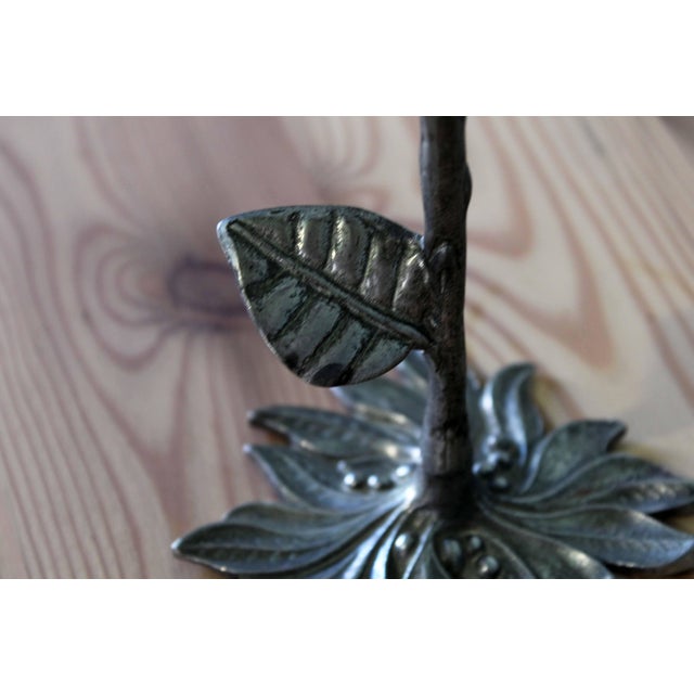 Metal Floral Pewter Candlestick, 1970s For Sale - Image 7 of 10