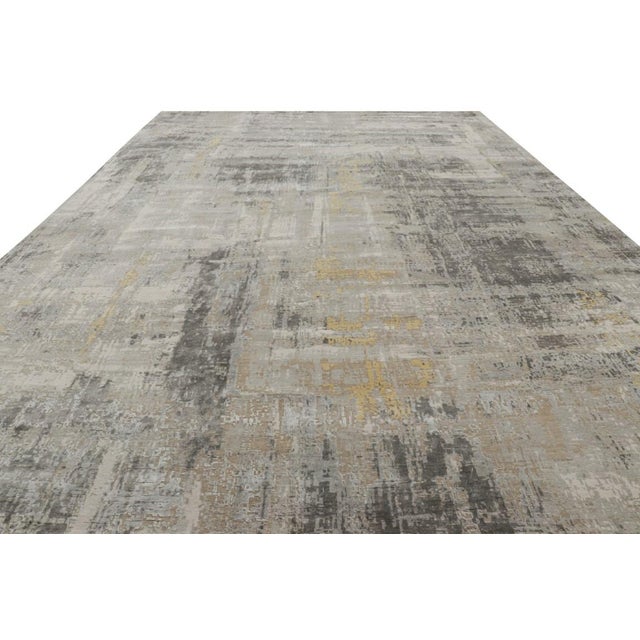 Rug & Kilim Rug & Kilim’s Oversized Abstract Rug in Silver-Gray and Beige-Brown Patterns 3x20 For Sale - Image 4 of 7