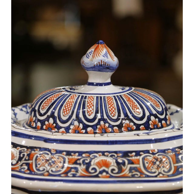 Mid-Century French Faïence Centerpiece From Rouen With Tureen, Platter and Lid For Sale - Image 9 of 15