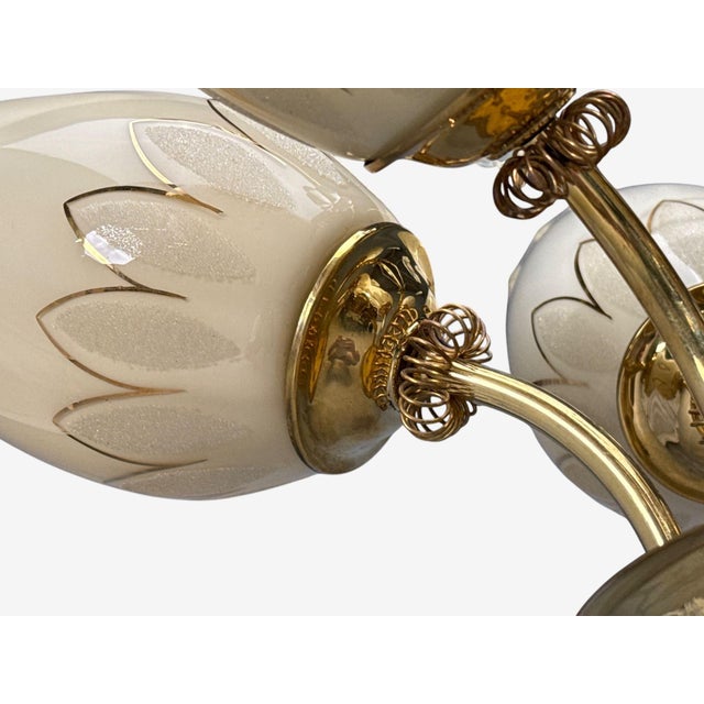 1950s Itsu, Finnish Modern, Snowflake Chandelier, Brass, Glass, Finland For Sale - Image 11 of 14