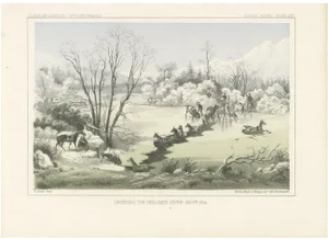 Gustavus Sohon, Crossing the Hellgate River in Winter, Montana, 1856, Lithograph