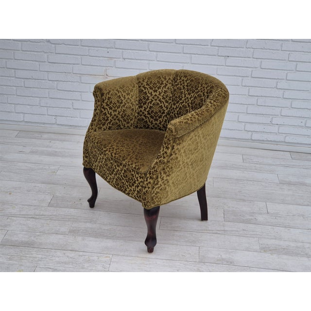Vintage Danish Lounge Chair in Green Furniture Fabric, 1950s For Sale - Image 15 of 18
