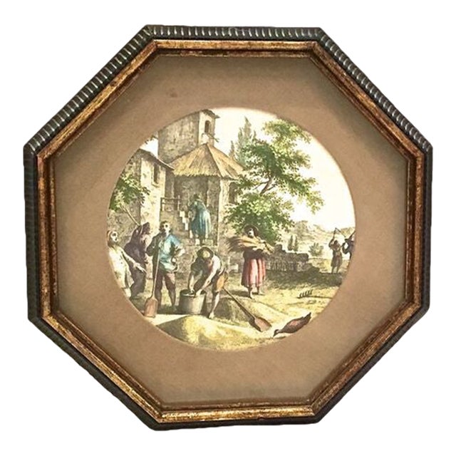 Antique Framed French Countryside Engraving For Sale
