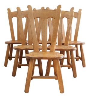 Vintage Brutalist Oak Chairs by De Puydt, 1960s, Set of 6