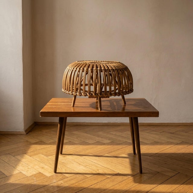Mid-Century Woven Rattan Stool by Franco Albini, Italy, 1950s For Sale - Image 10 of 10