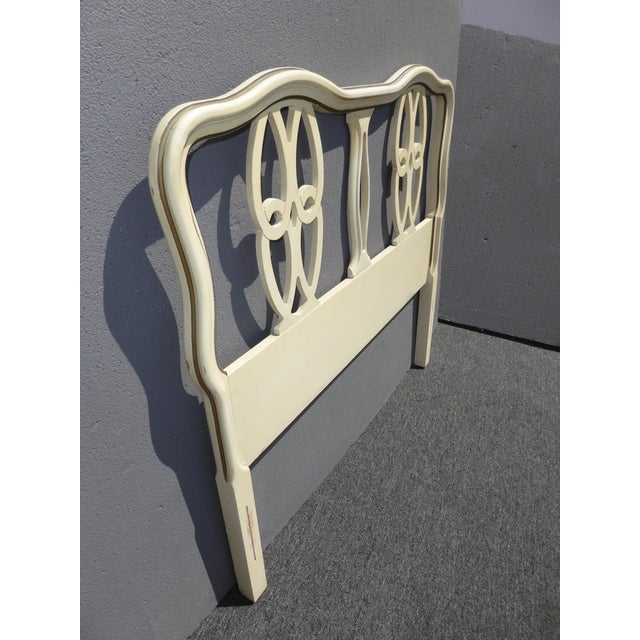 Vintage French Provincial Country Off White Twin Headboard & Footboard
